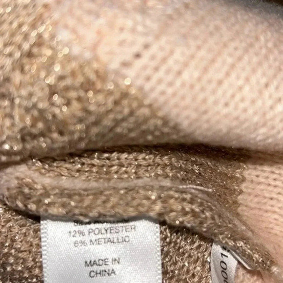 New York & Company Metallic Pink and Gold Striped Knit Sweater Size Large - Picture 5 of 6